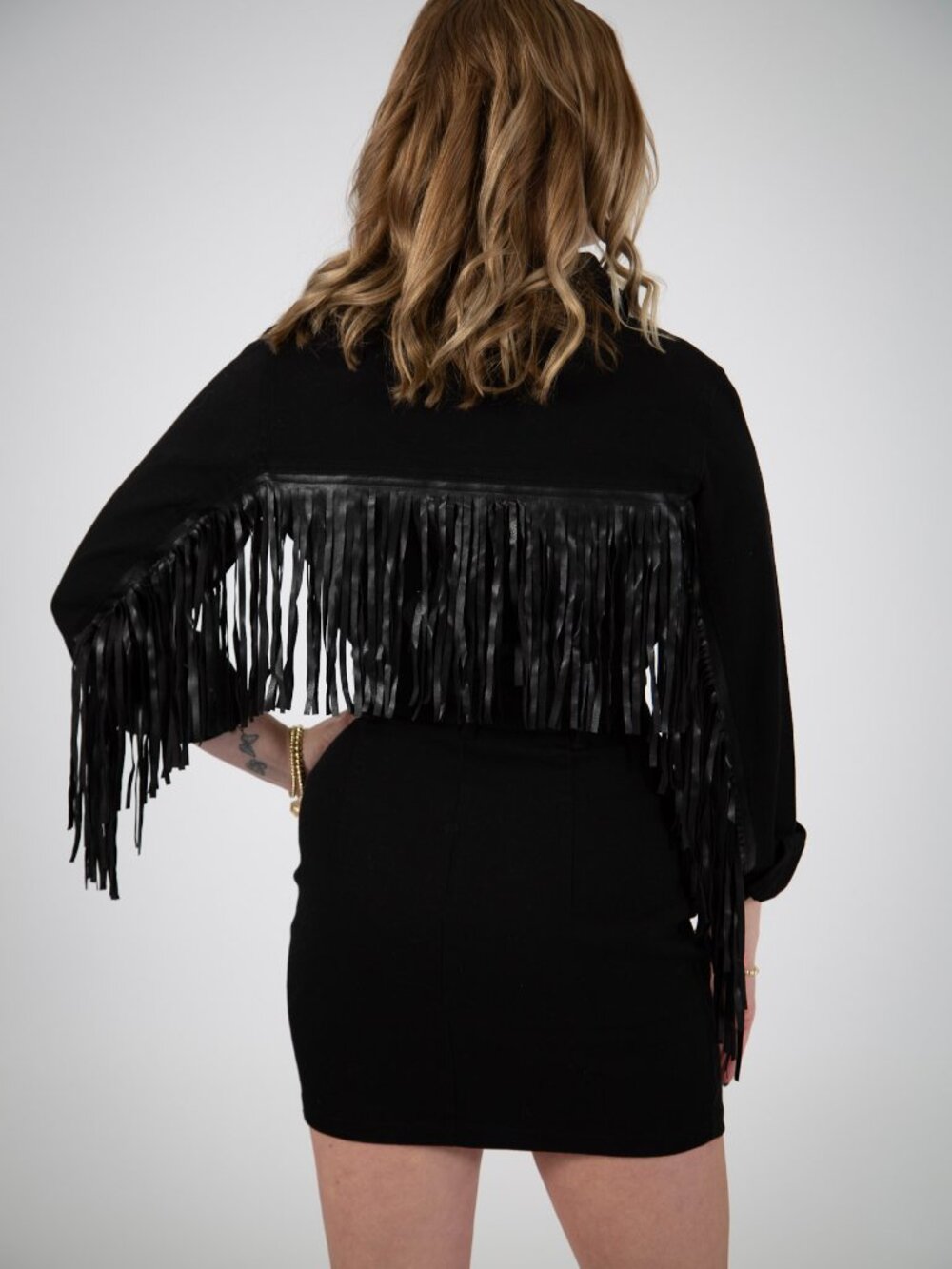 Button Up Fringe Back Dress